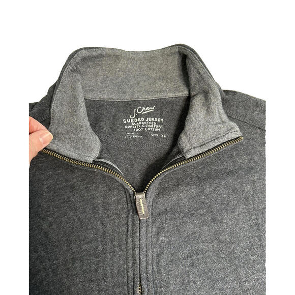 J Crew Mens XL Sueded Jersey 1/4 Zip Pullover Sweater Charcoal Gray Long Sleeve - Picture 3 of 5